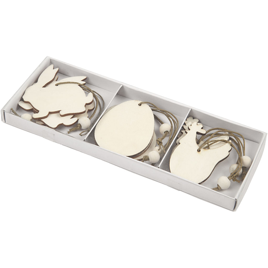 Treoppheng Creativ Company Hare Egg Høne Str 6 cm Tykkelse 3 mm 9 St/1 Pk