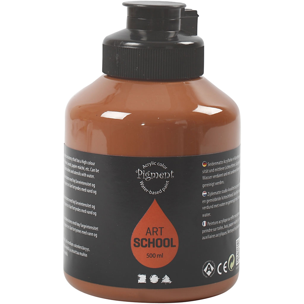Pigment Art School, raw sienna, täckande, 500 ml/ 1 flaska Raw Sienna, Dekkende