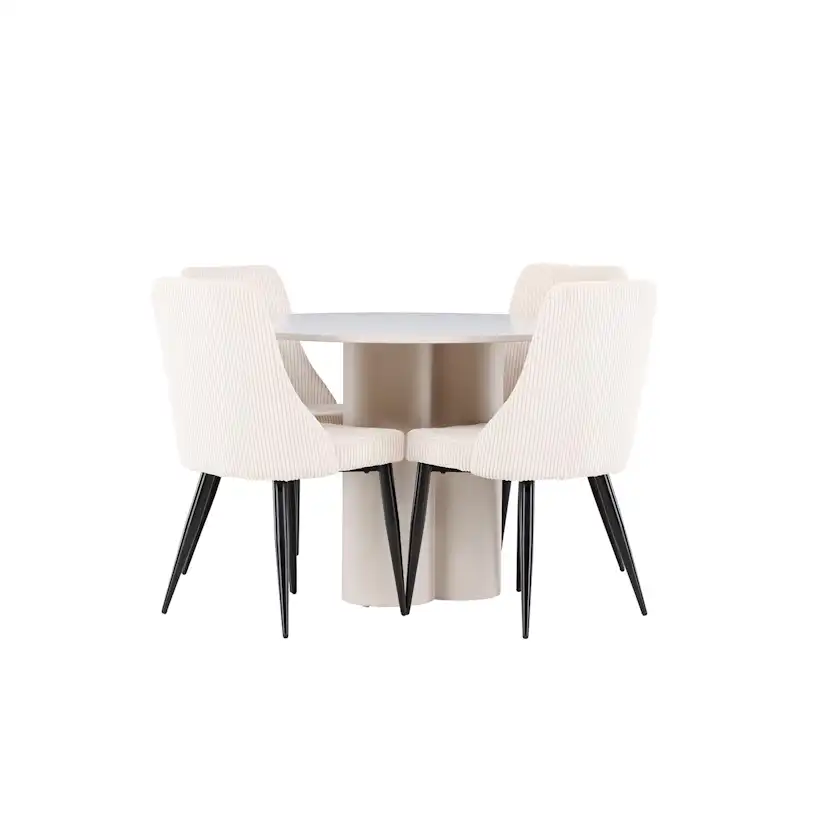 Spisegruppe Venture Home Olivia Ø110 med 4 stk Leone Stoler