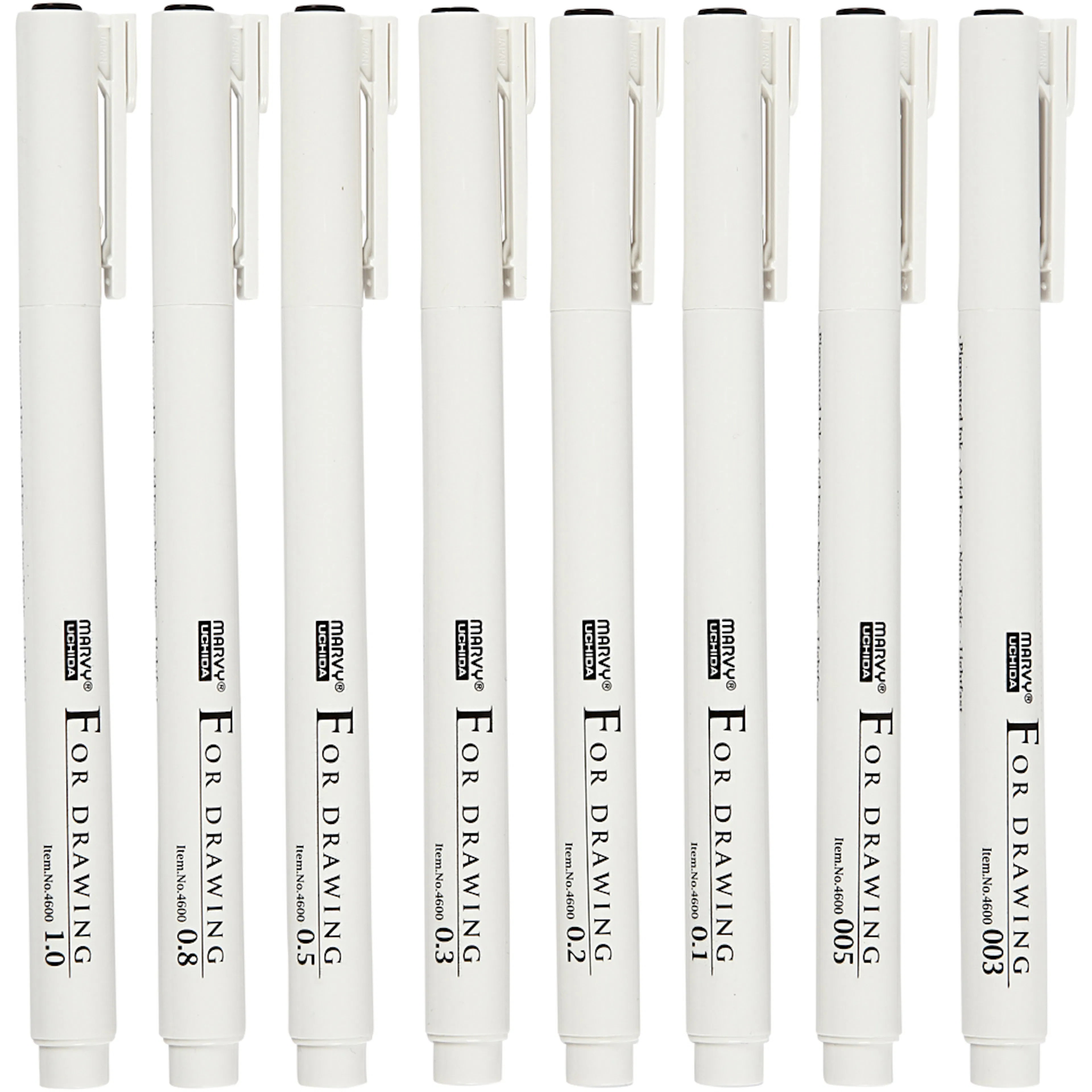 Skrive/Tegnetusj Creativ Company Fine Line Svart Strek 0,03+0,05+0,1+0,2+0,3+0,5+0,8+1,0 mm 8 St/1 Pk