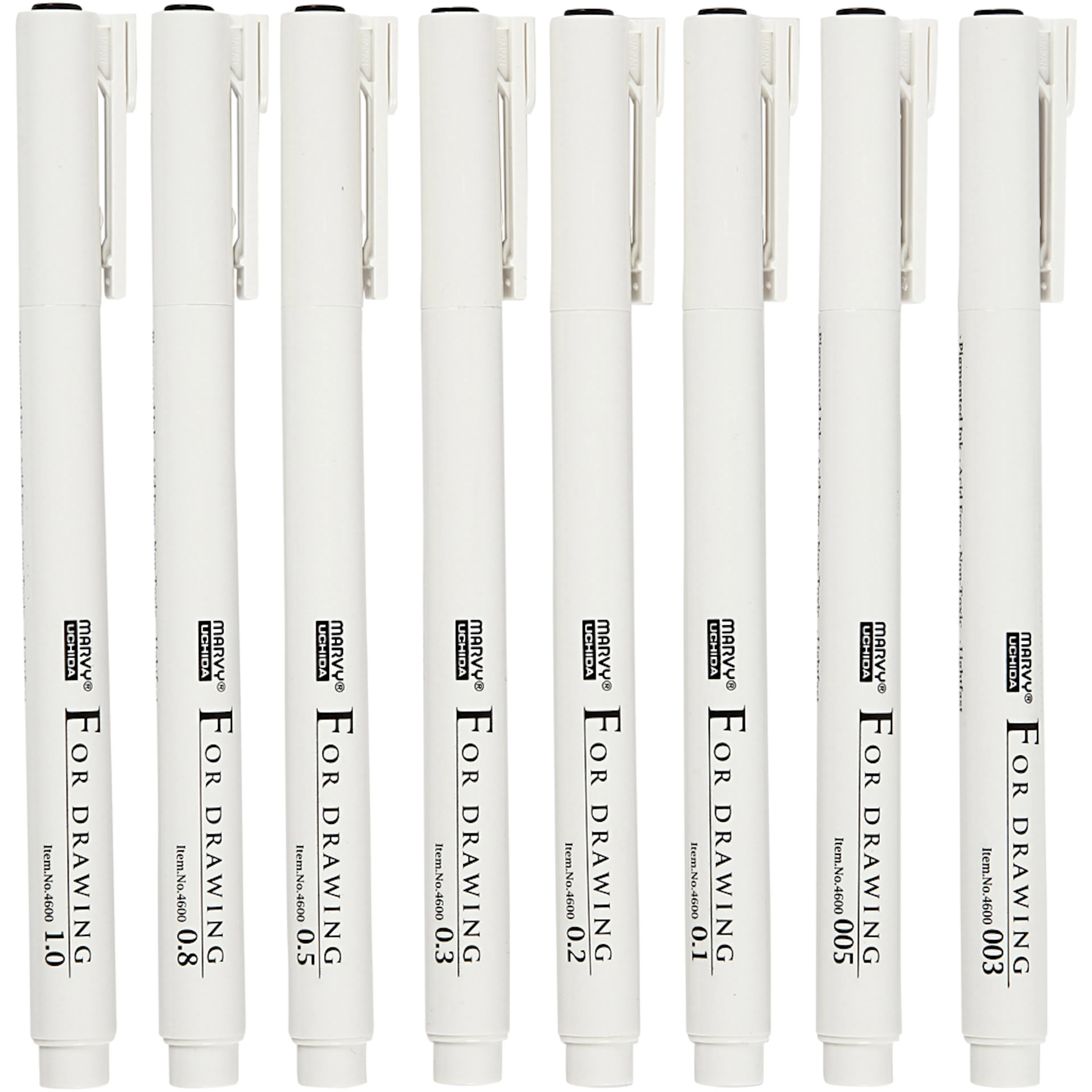 Skrive/Tegnetusj Creativ Company Fine Line Svart Strek 0,03+0,05+0,1+0,2+0,3+0,5+0,8+1,0 mm 8 St/1 Pk