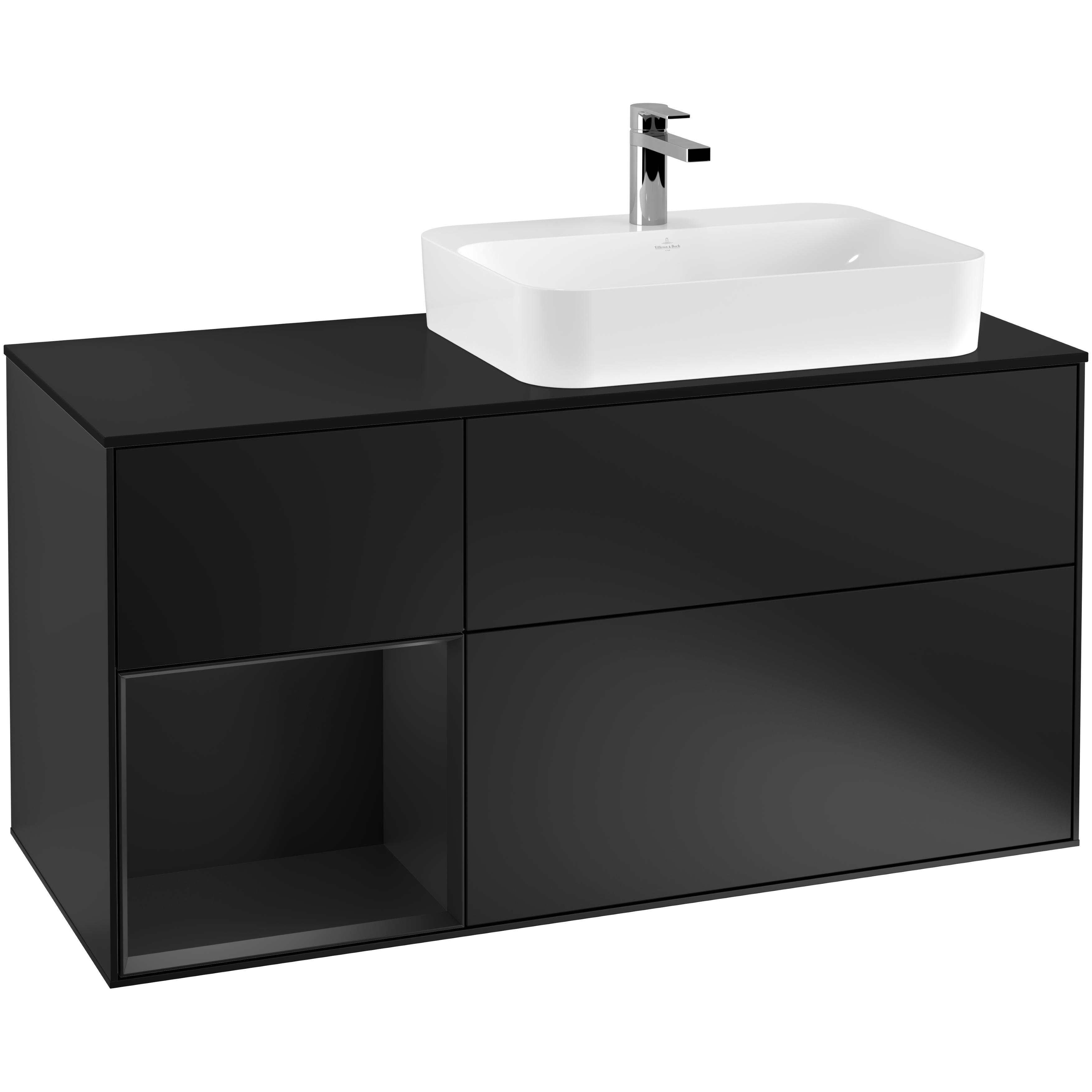 Tvättställsskåp Villeroy & Boch Finion med 3 Lådor Hylla och Bänkskiva för Ocentrerat Ytmonterat Tvättställ
