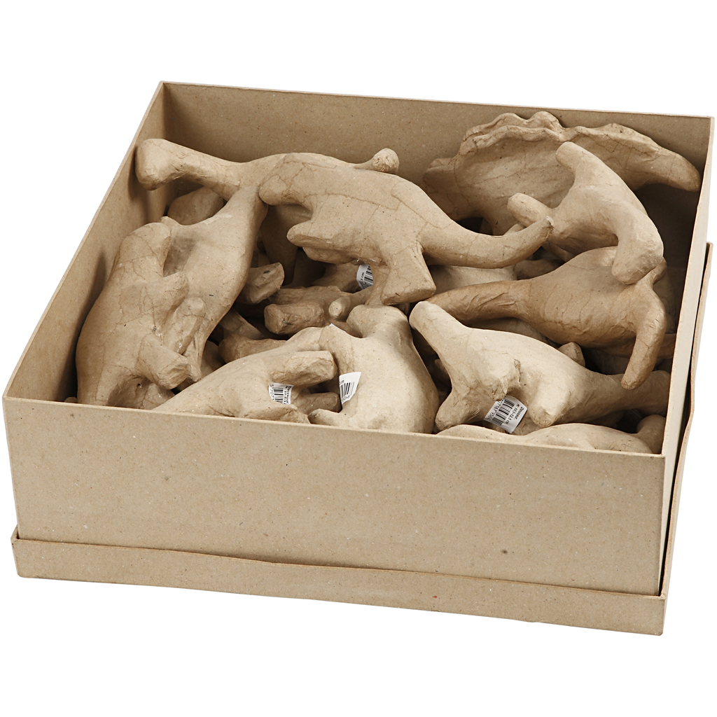 Dinosaur Creativ Company Pappmaché H9-12,5 cm B4,5+5,5 cm 3x7 St/1 Pk