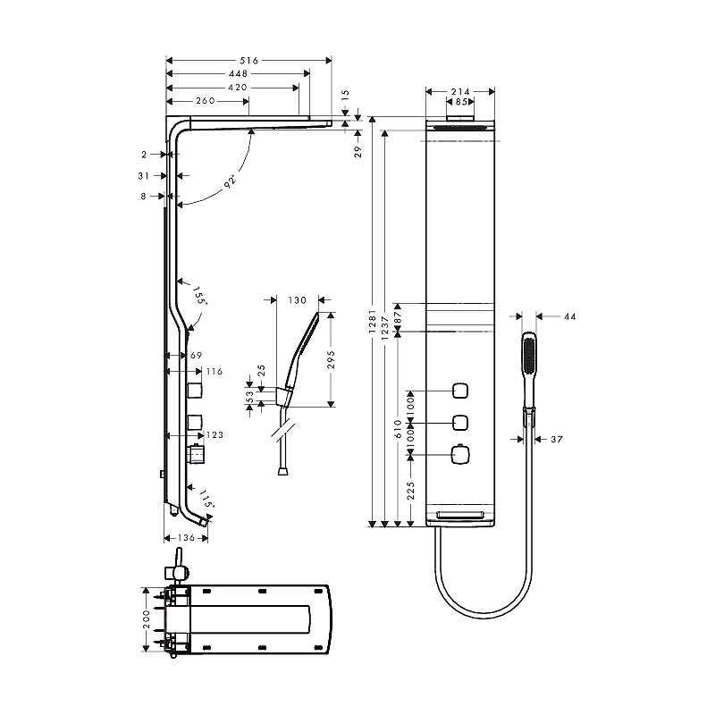 Duschpanel Hansgrohe Raindance Air Lift Hvit/Krom