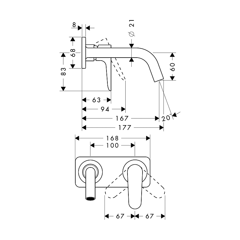 Servantbatteri Axor Citterio M for Innbygging Med Plate