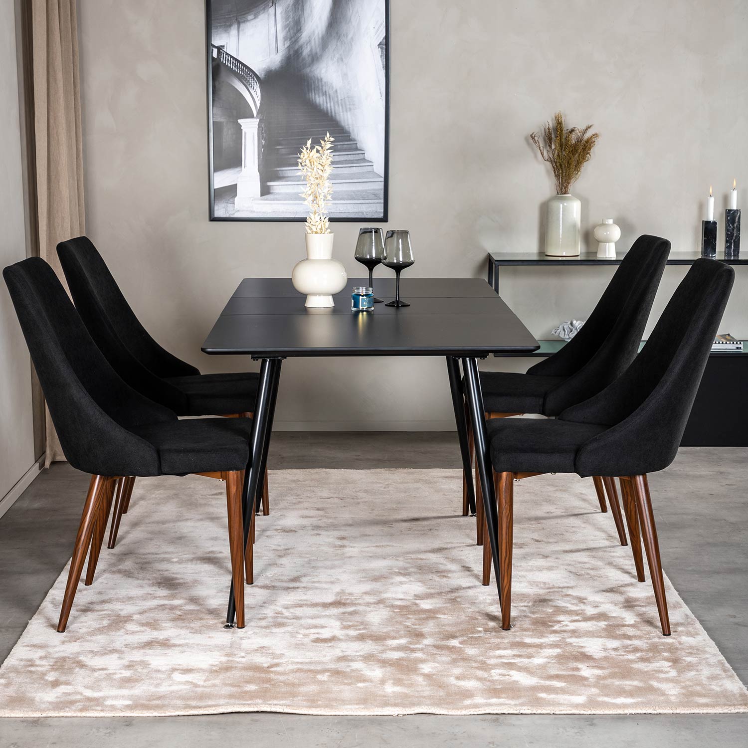 Spisegruppe Venture Home Silvia med Innleggsplate og 4 Laura Stoler