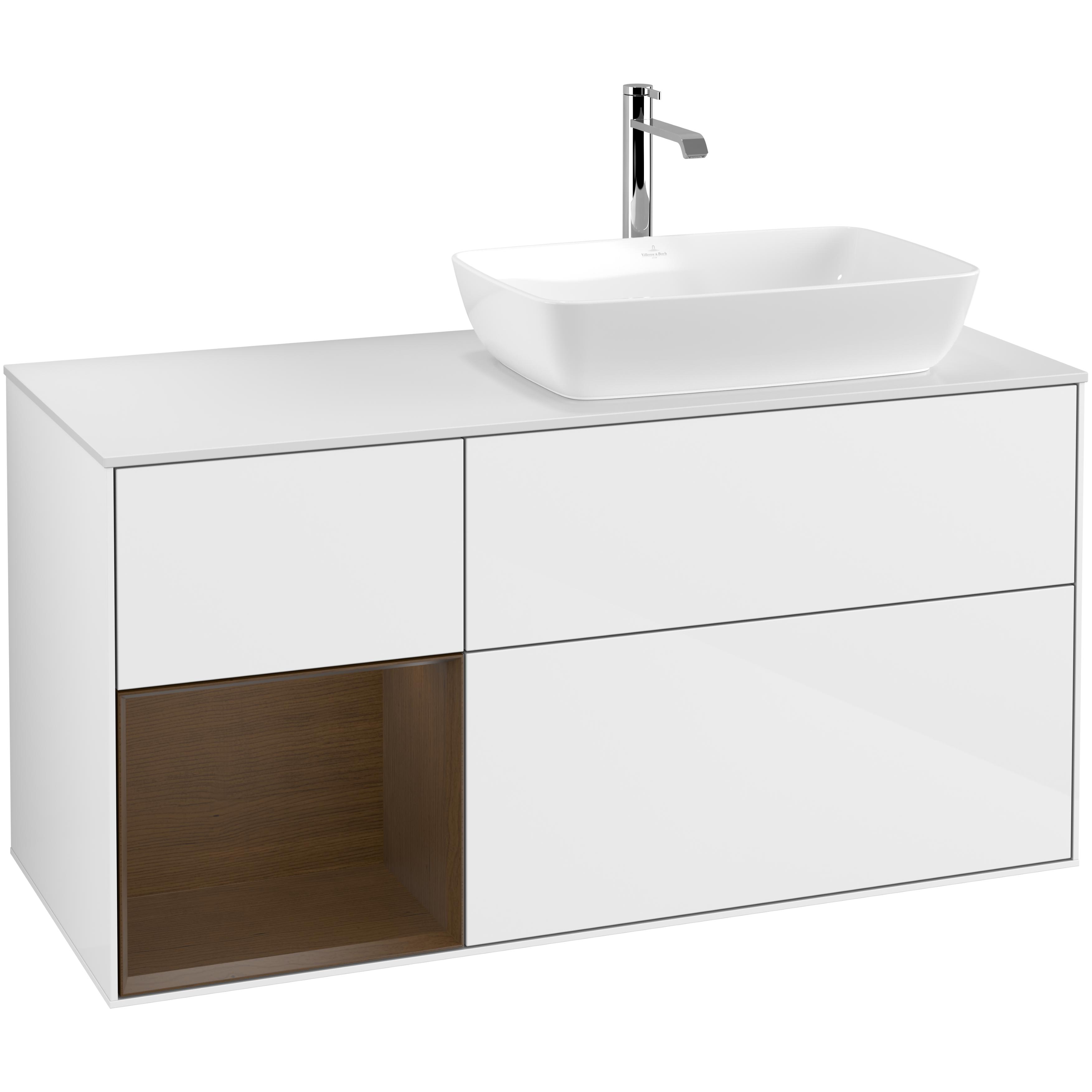 Tvättställsskåp Villeroy & Boch Finion med 3 Lådor Hylla och Bänkskiva för Ocentrerat Tvättställ från Artis & Collaro