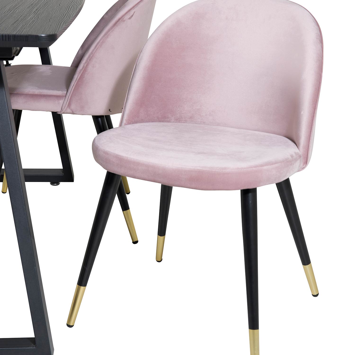 Spisegruppe Venture Home Ina med 4 Valentina Stoler Fløyel