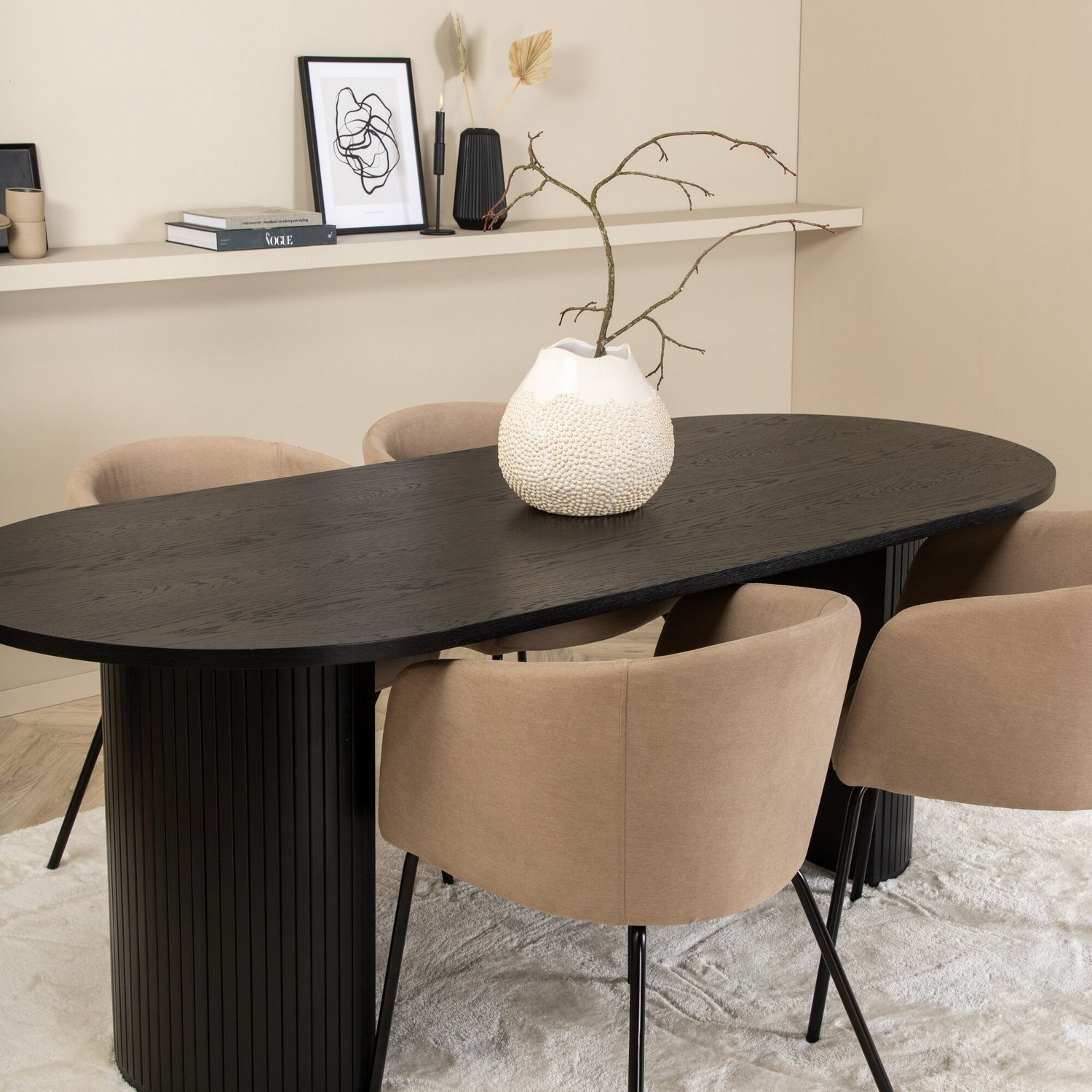 Spisegruppe Venture Home Bianca med 4 Bergen Stoler Polyester