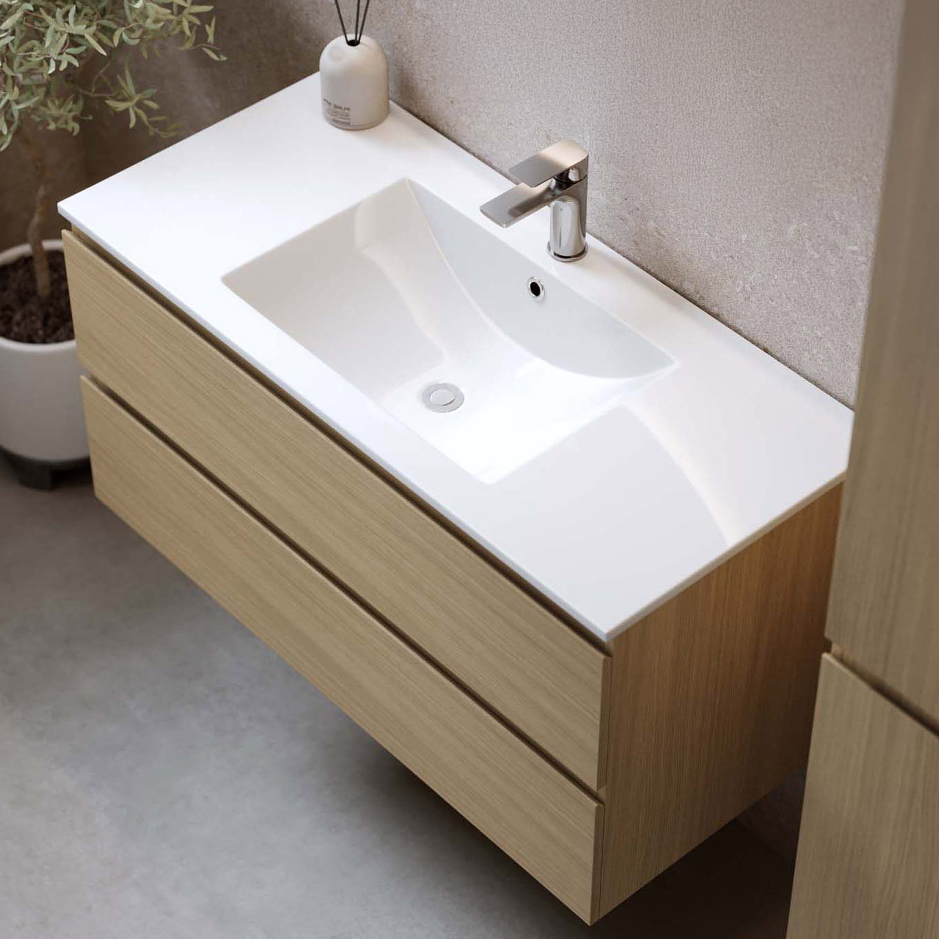 Tvättställsskåp Bathlife Eufori med Tvättställ och Spegel Skina