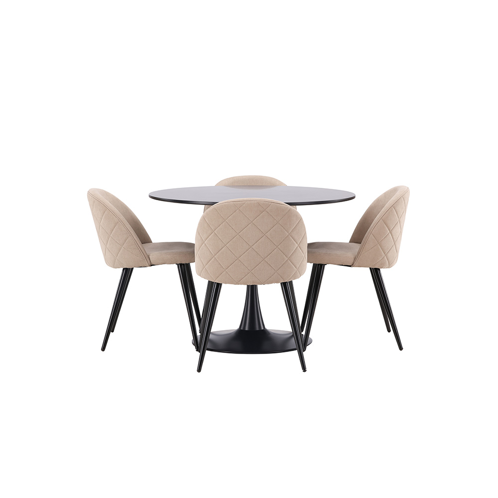 Spisegruppe Venture Home Glade Ø 100 cm med 4 Velvet Stoler