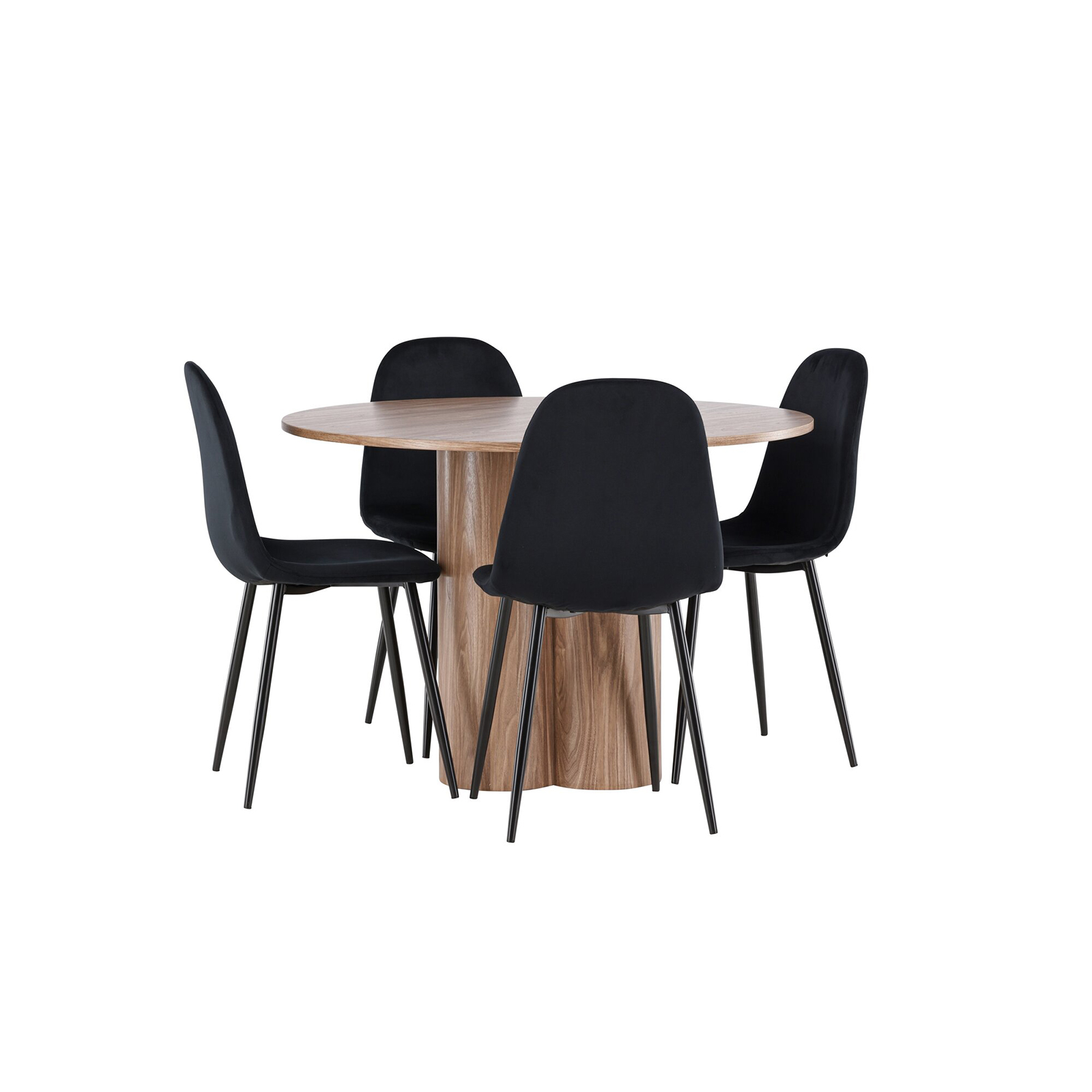 Spisegruppe Venture Home Olivia Ø110 med 4 stk Polar Stoler Fløyel
