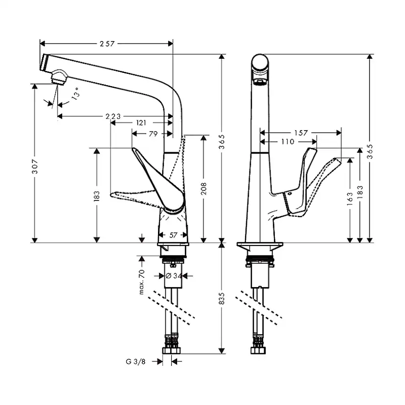 Kjøkkenbatteri Hansgrohe Metris Select 320