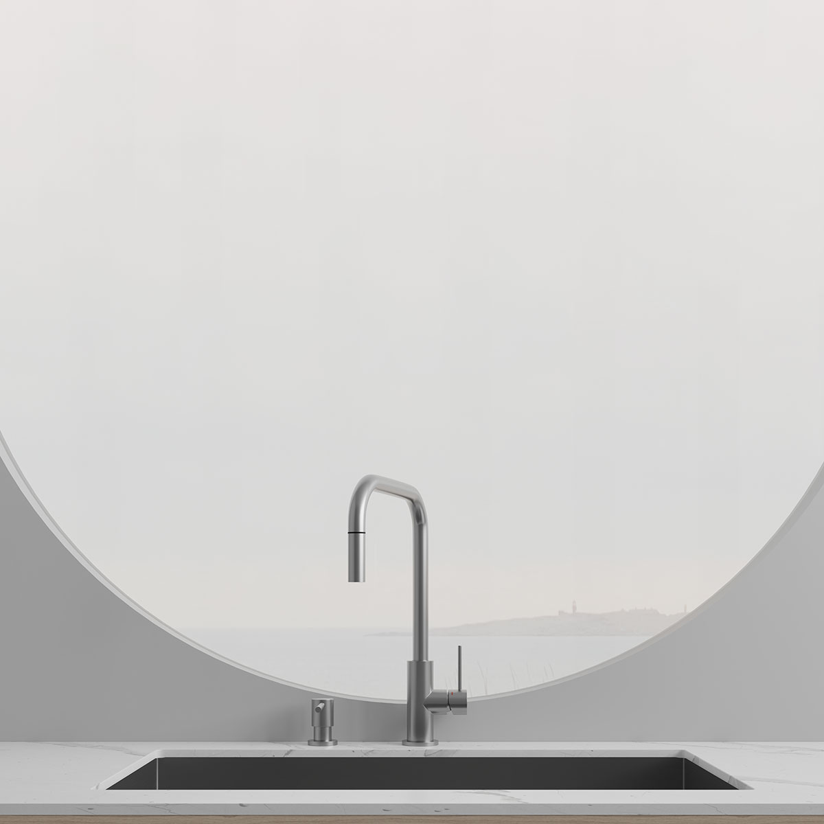 Kjøkkenbatteri Scandtap Steel Accent Square med Uttrekkbar Tut