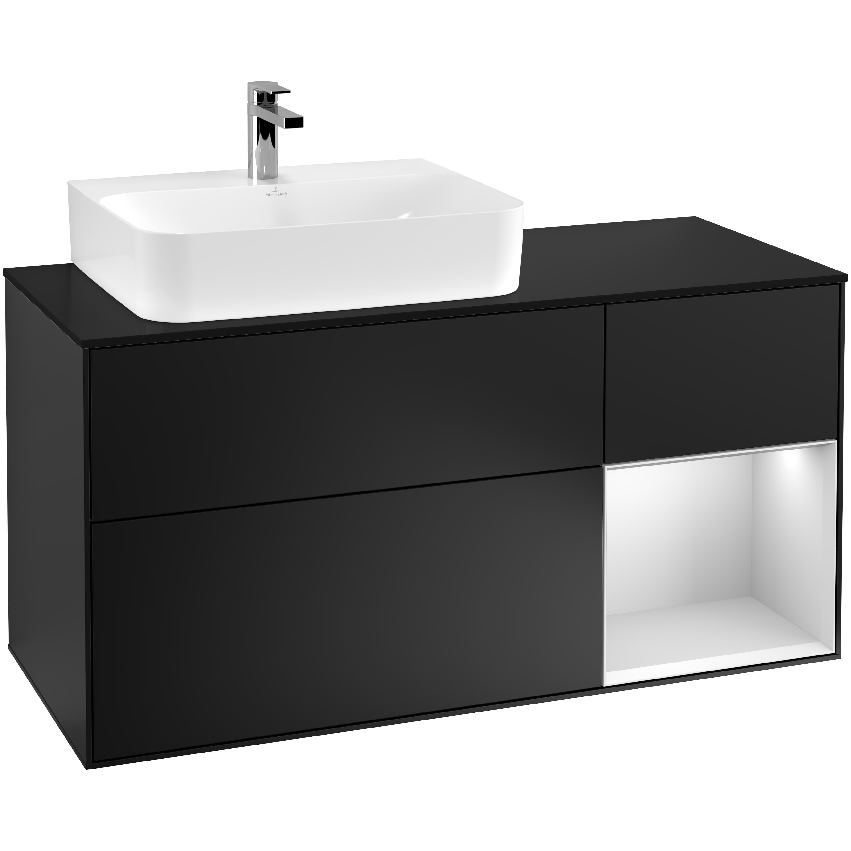 Tvättställsskåp Villeroy & Boch Finion med 3 Lådor Hylla och Bänkskiva för Ocentrerat Tvättställ