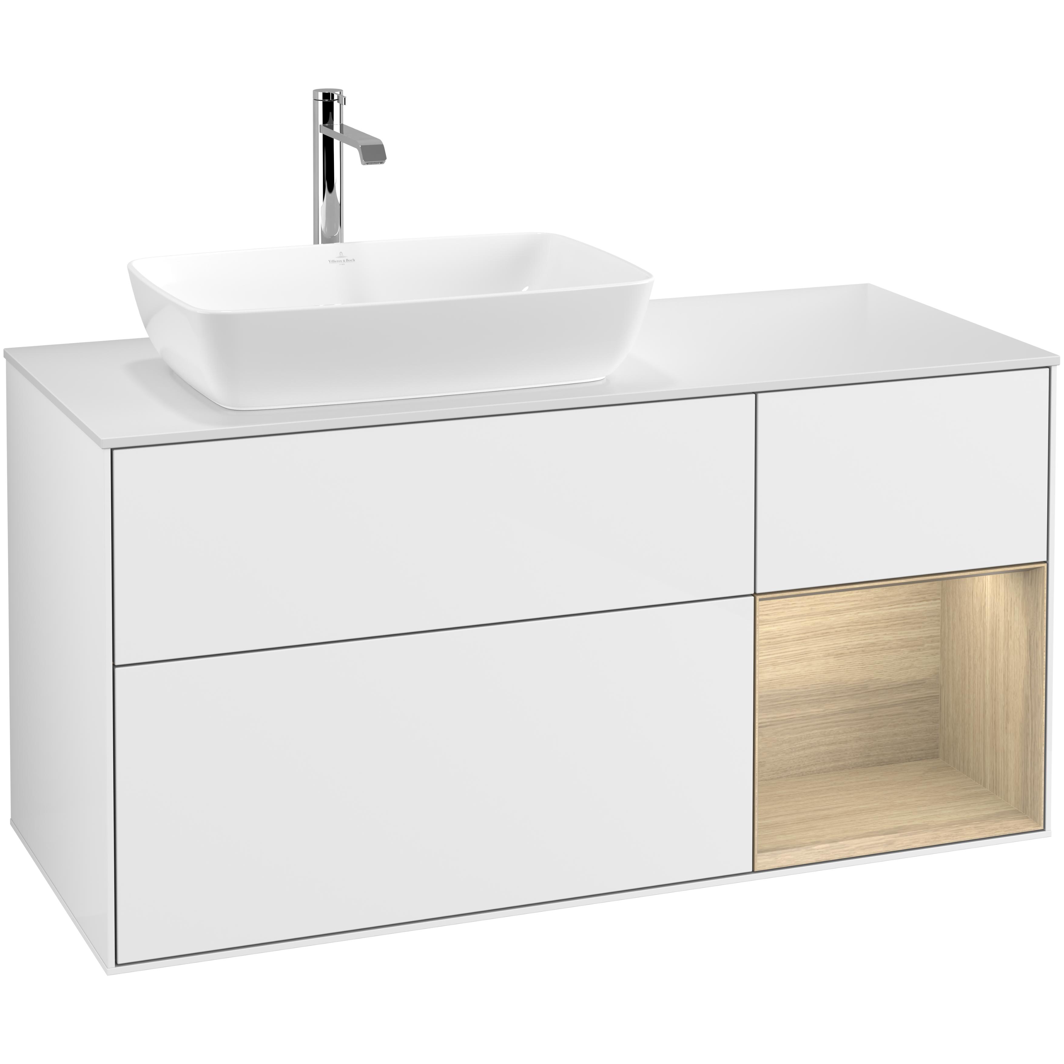 Tvättställsskåp Villeroy & Boch Finion med 3 Lådor Hylla och Bänkskiva för Ocentrerat Tvättställ från Artis & Collaro