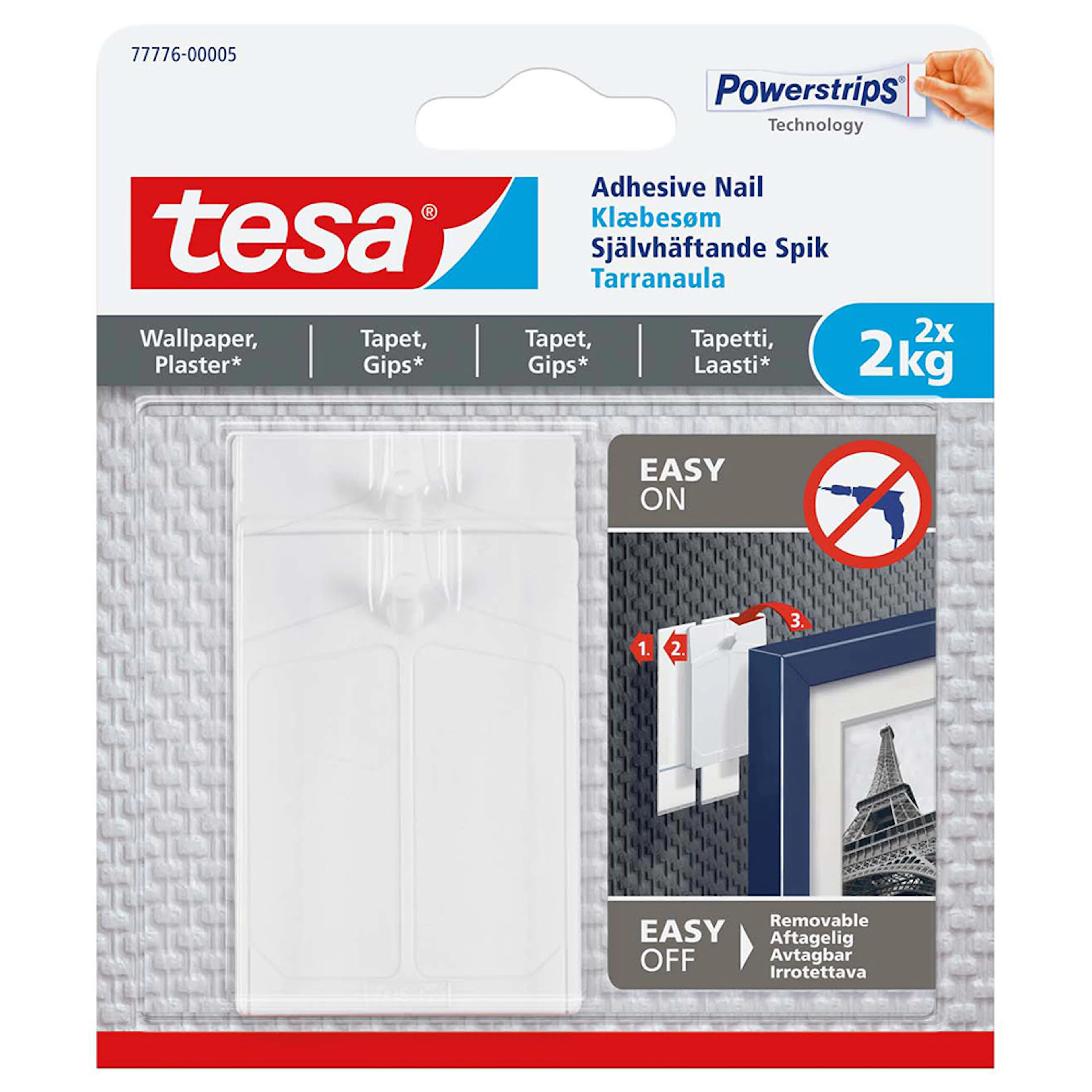 Selvklebende Spiker Tesa 2 stk 2 kg 77776