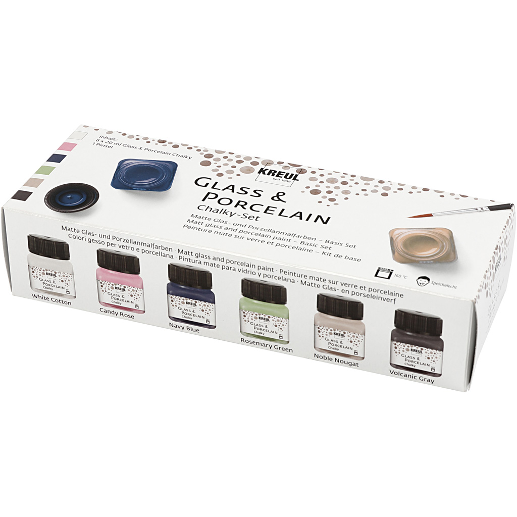Glass- og porselensmaling Creativ Company Ass Chalky Farger 6x20 ml/1 Pk