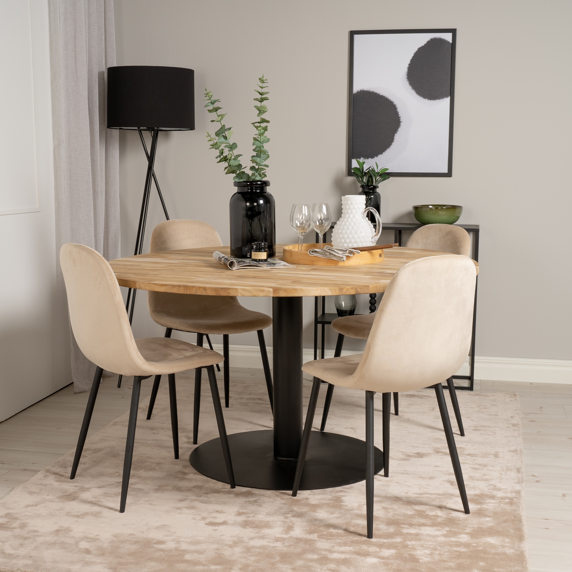 Spisegruppe Venture Home Cornelia med 4 Pobbie Stoler