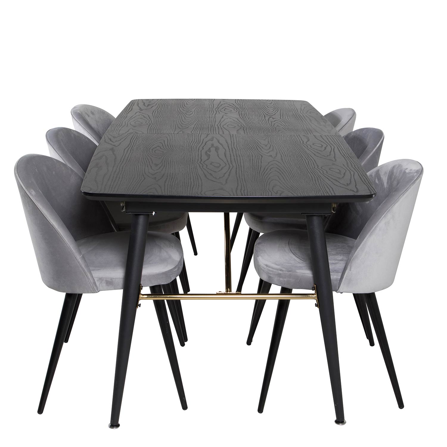 Spisegruppe Venture Home Gold med 6 Velvet Stoler