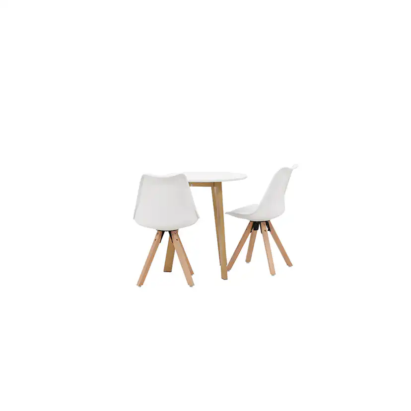 Matgrupp Venture Home Leonora Ø65 cm med 2 st Zeno stolar Hvit