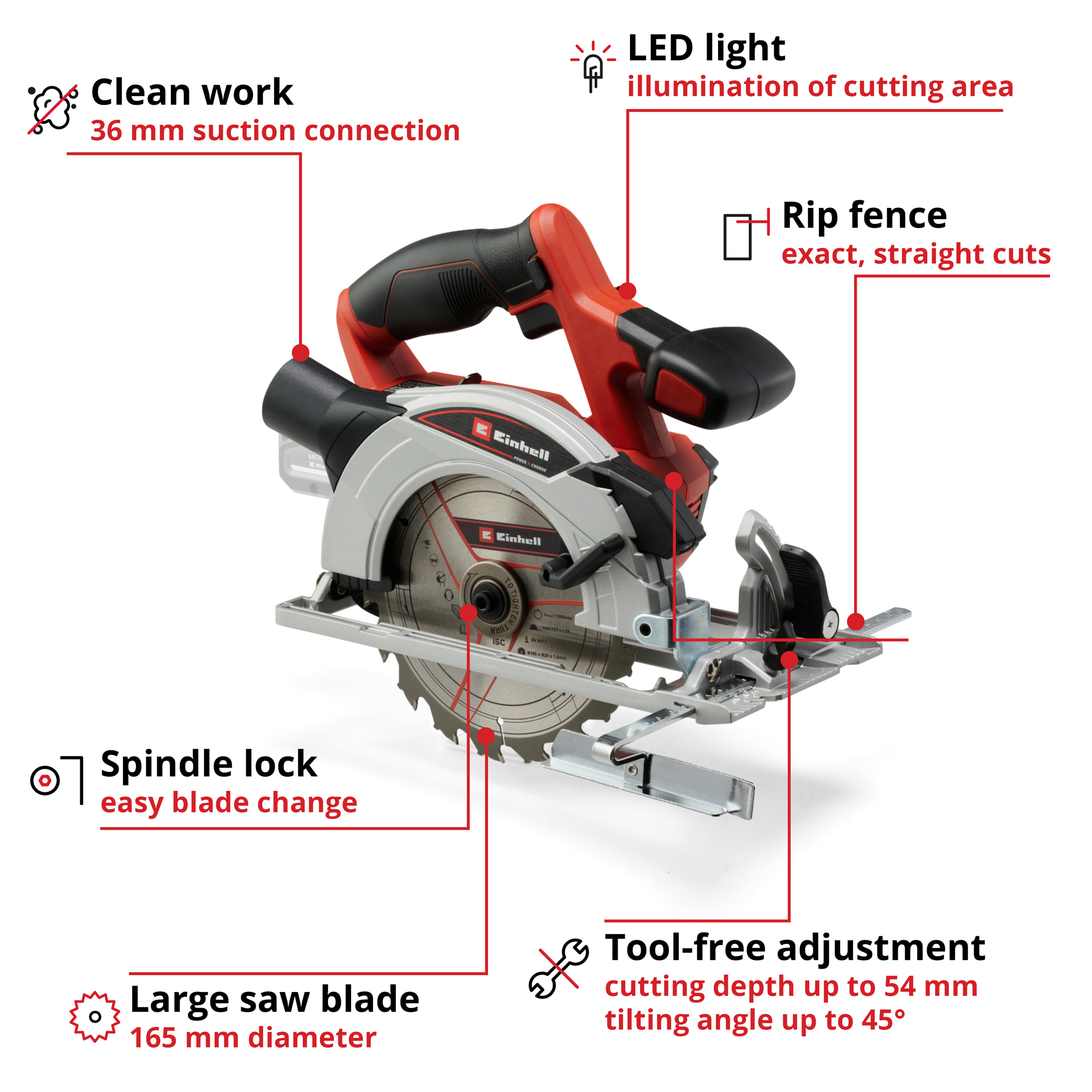 Cirkelsåg Einhell TE-CS 18/165-1 Li-Solo