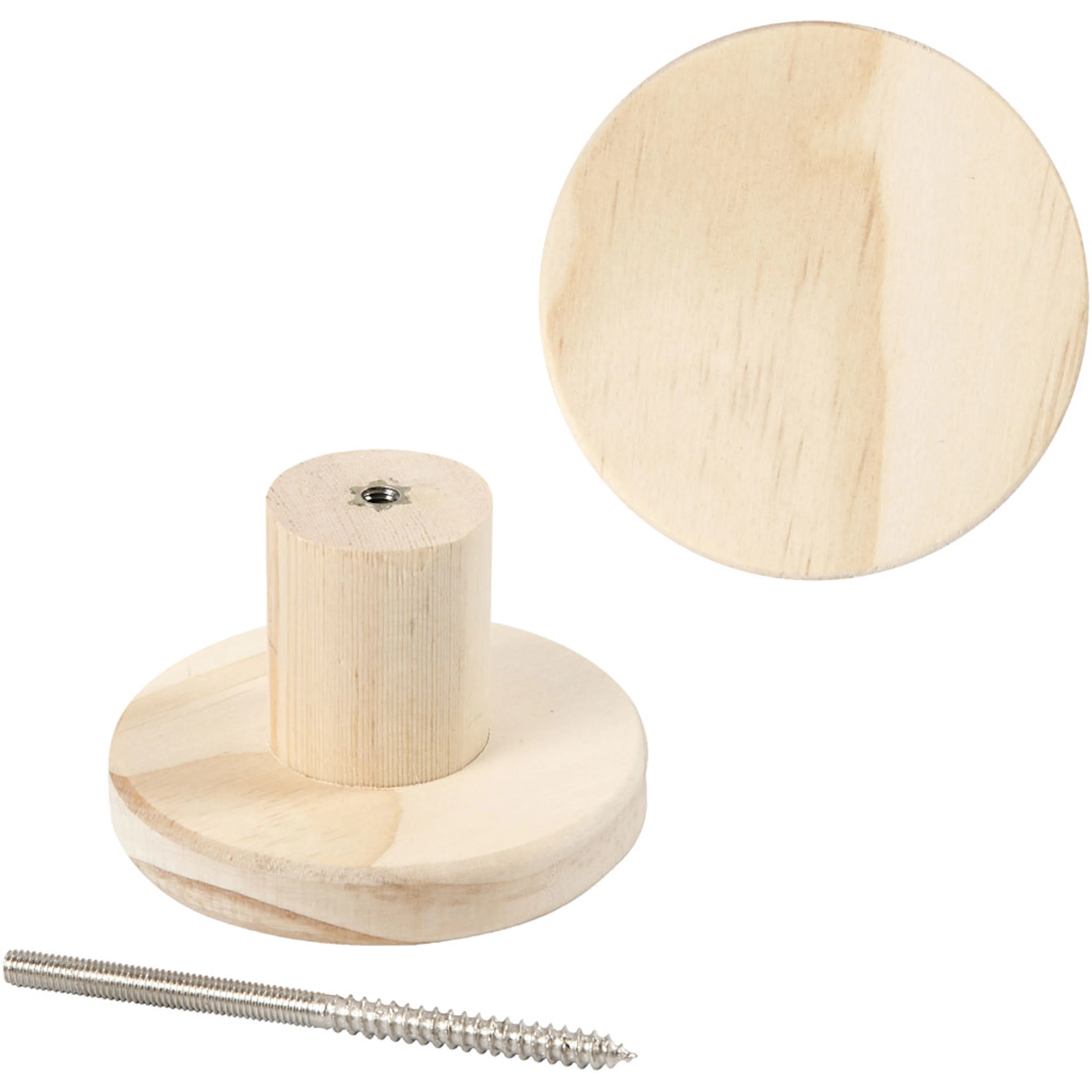 Träknopp, rund, djup 4,5 cm, Dia. 7 cm, 1 st. Diameter: 70