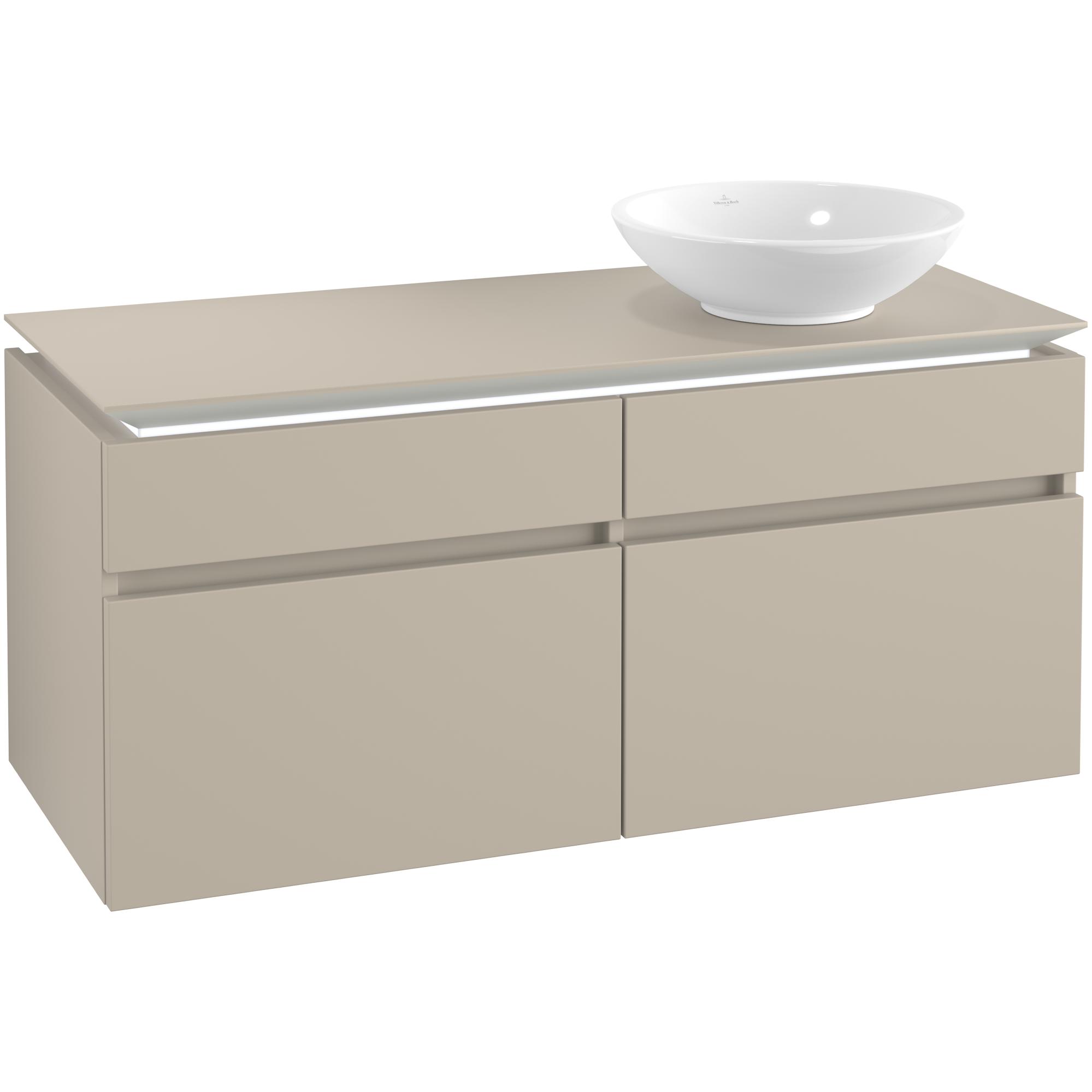Tvättställsskåp Villeroy & Boch Legato 1200 med 4 Lådor för Ocentrerat Ytmonterat Tvättställ