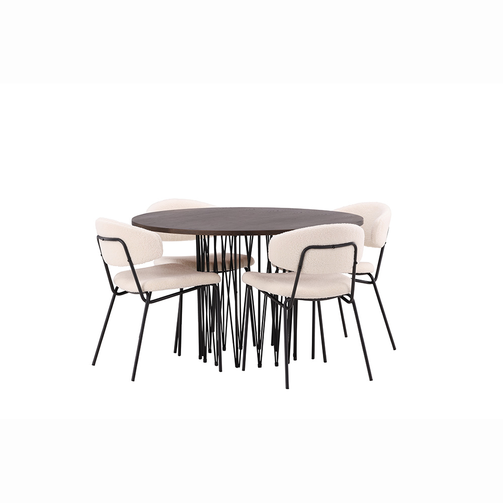 Spisegruppe furniture/fashion Stone med 4 Chico Stoler Rundt
