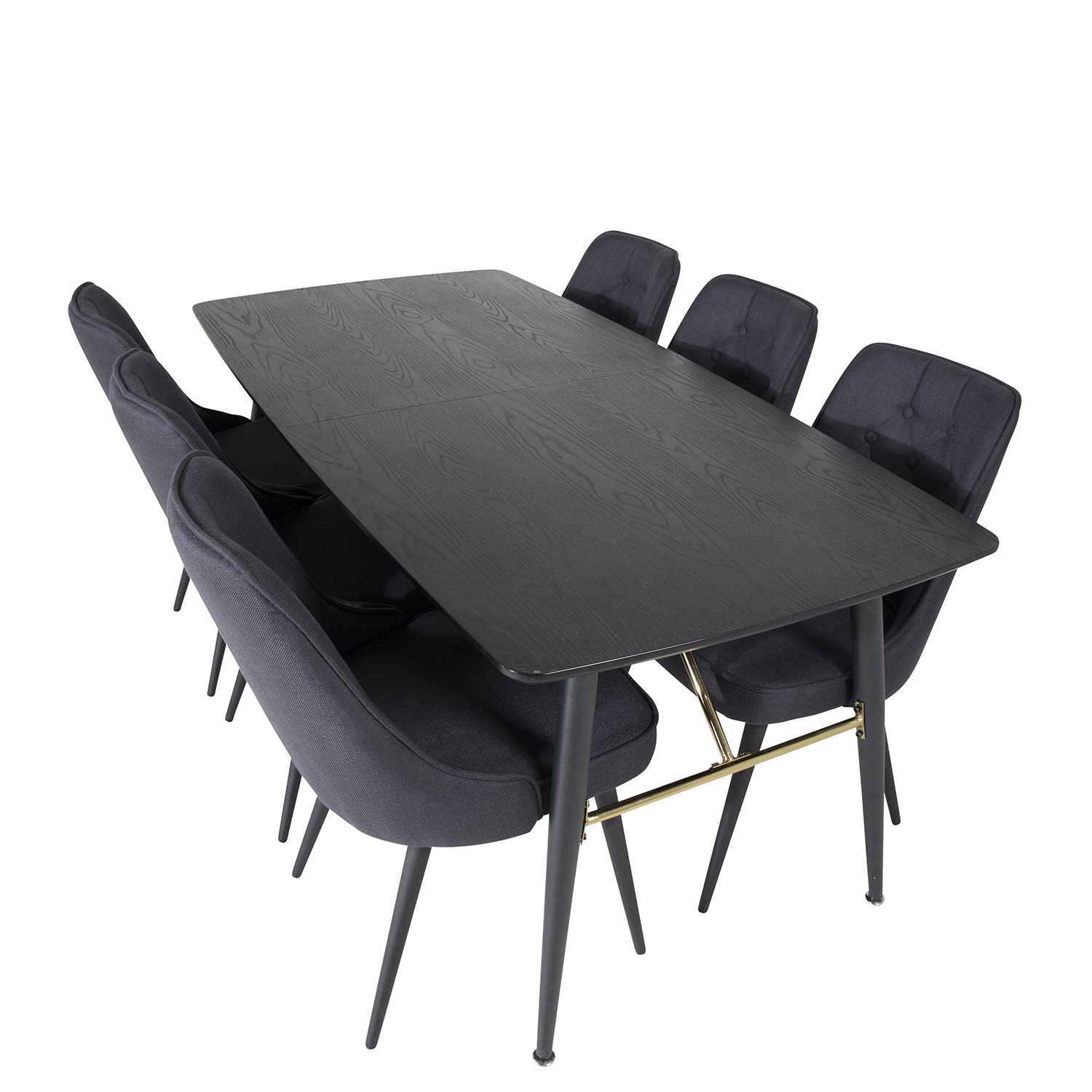 Spisegruppe Venture Home Gold med 6 Velvet Deluxe Stoler