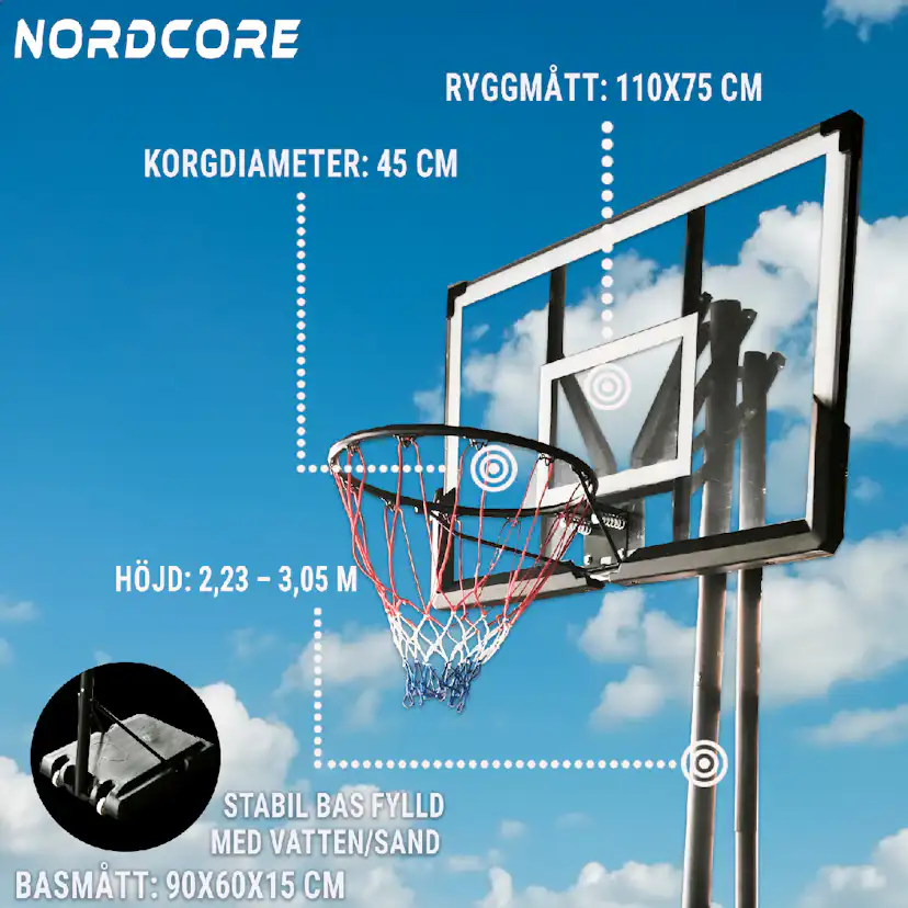 Basketkurv Nordcore Premium 2,3-3,05m