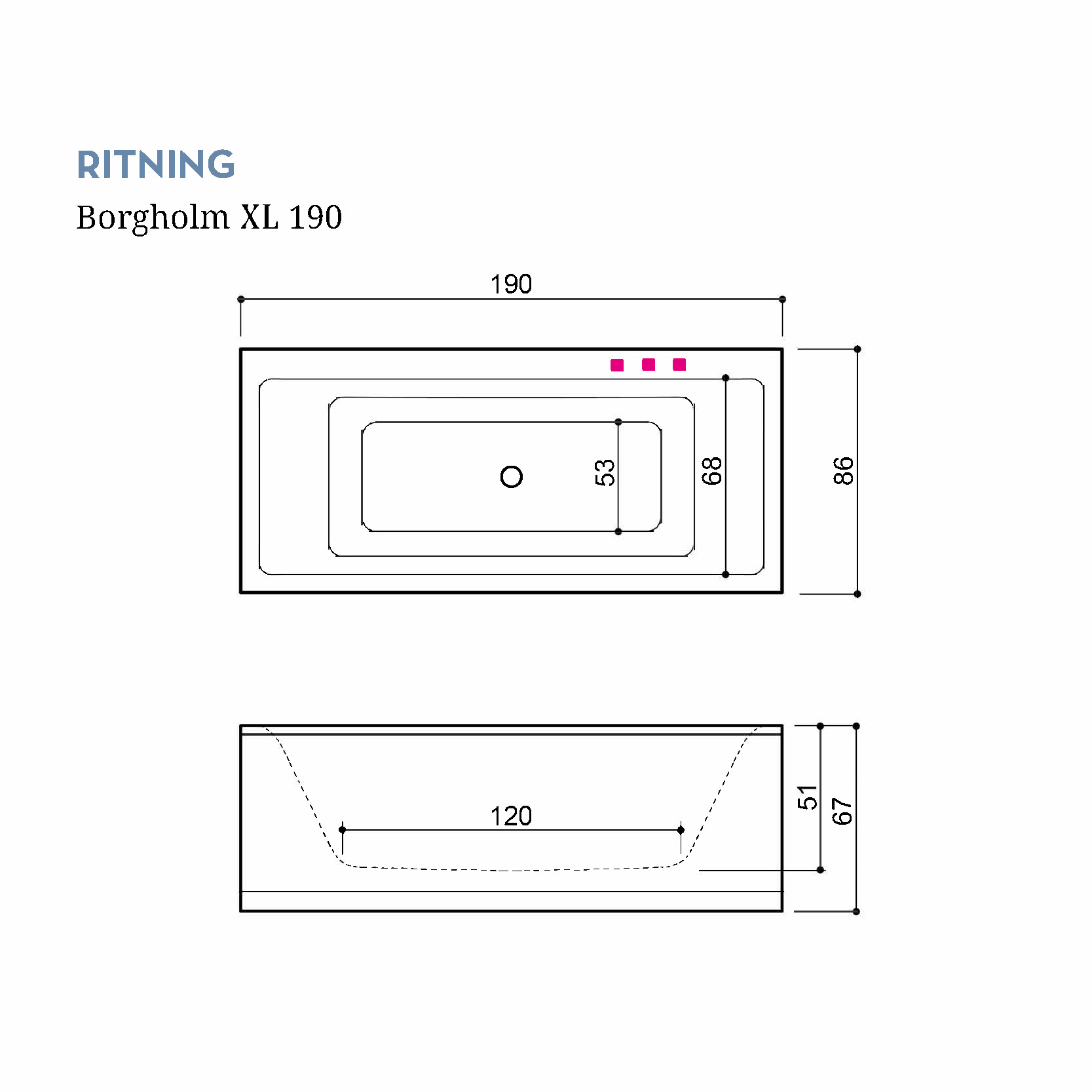 Badkar Borgholm 170 cm Standard U4 170 cm U4: Med Frontpanel, Sidopanel till höger, Sargblandare till höger