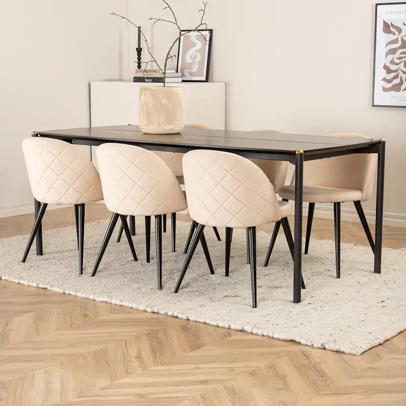 Spisegruppe Venture Home Paris Spisebord og Valentina Stitcthes Spisestol