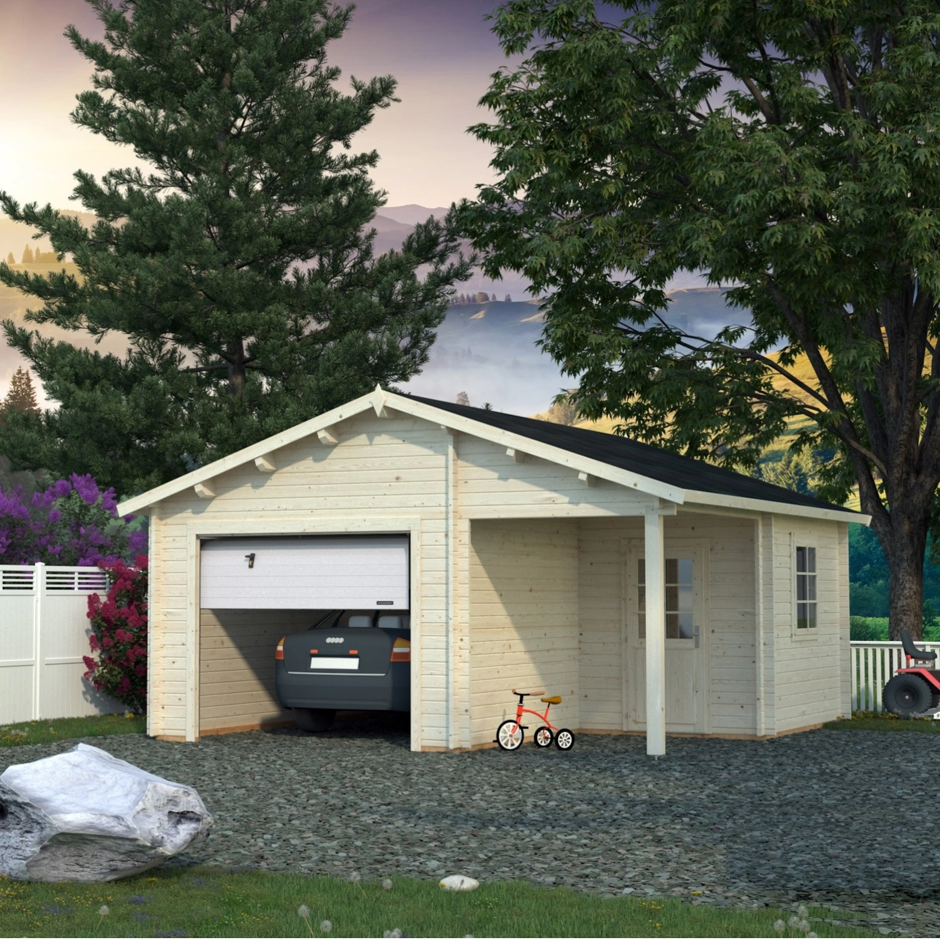 Roger 21,9+5,2 m2 w/ sectional door Ubehandlet tre