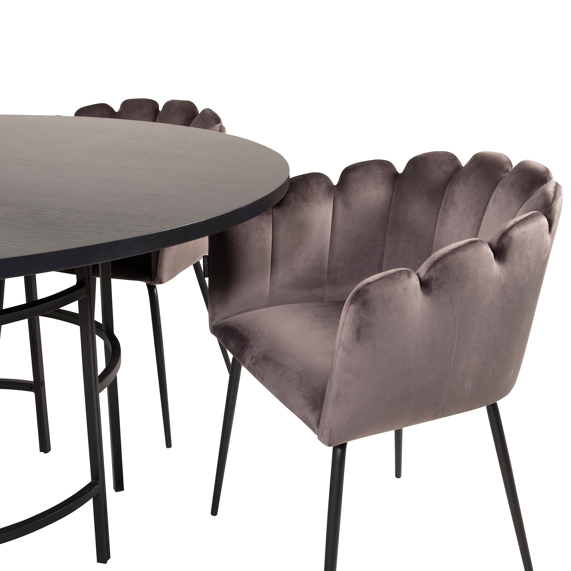 Spisegruppe furniture/fashion Copenhagen med 4 Grå Limhamn Stoler