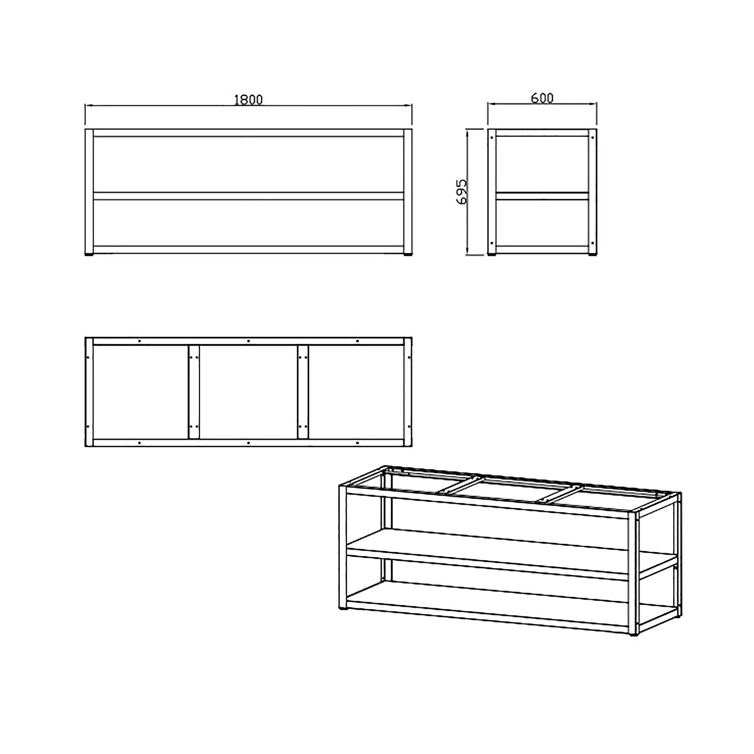 Grunnmodul MyOutdoorKitchen Nordic Line 180 cm for 3 moduler