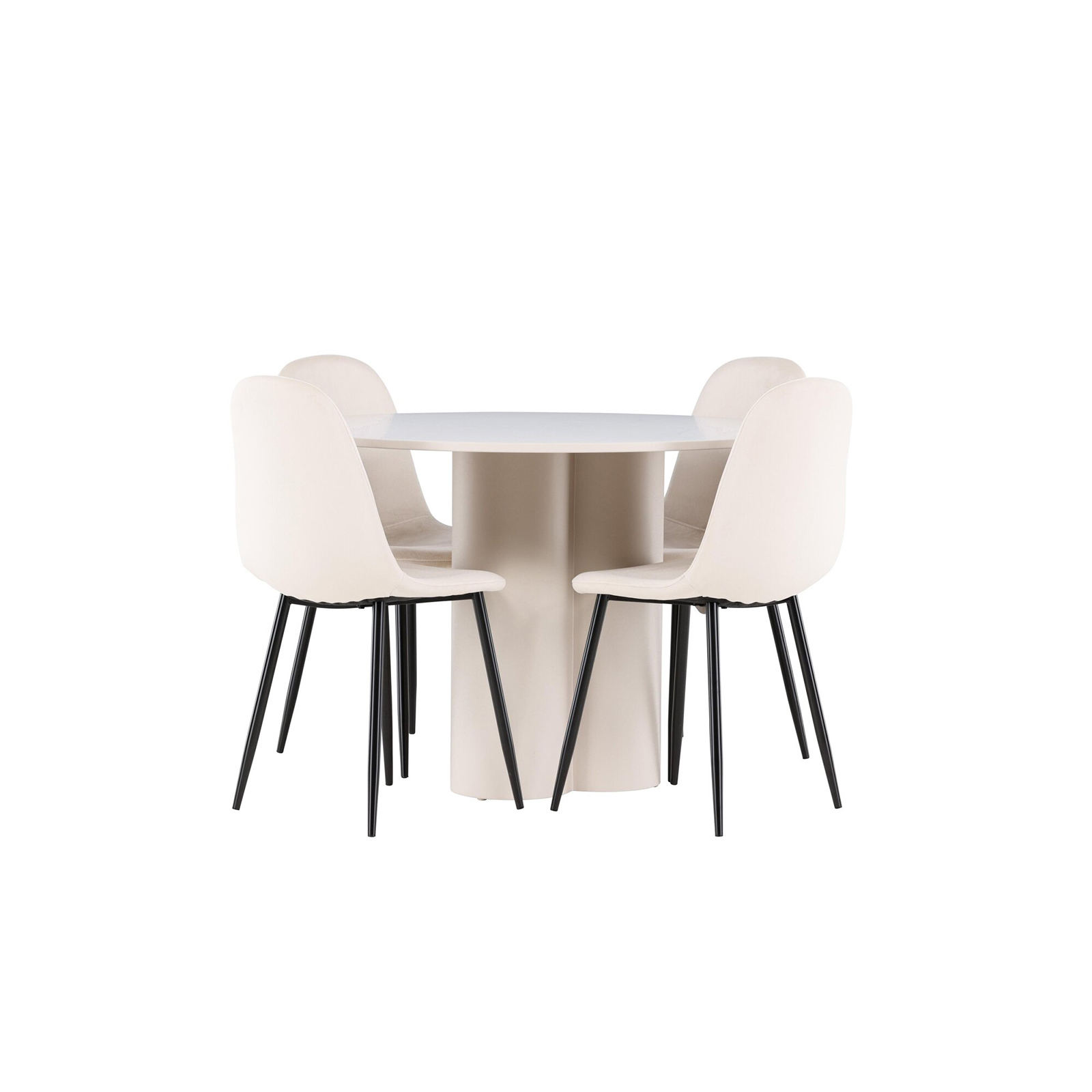 Spisegruppe Venture Home Olivia Ø110 med 4 stk Polar Stoler Fløyel