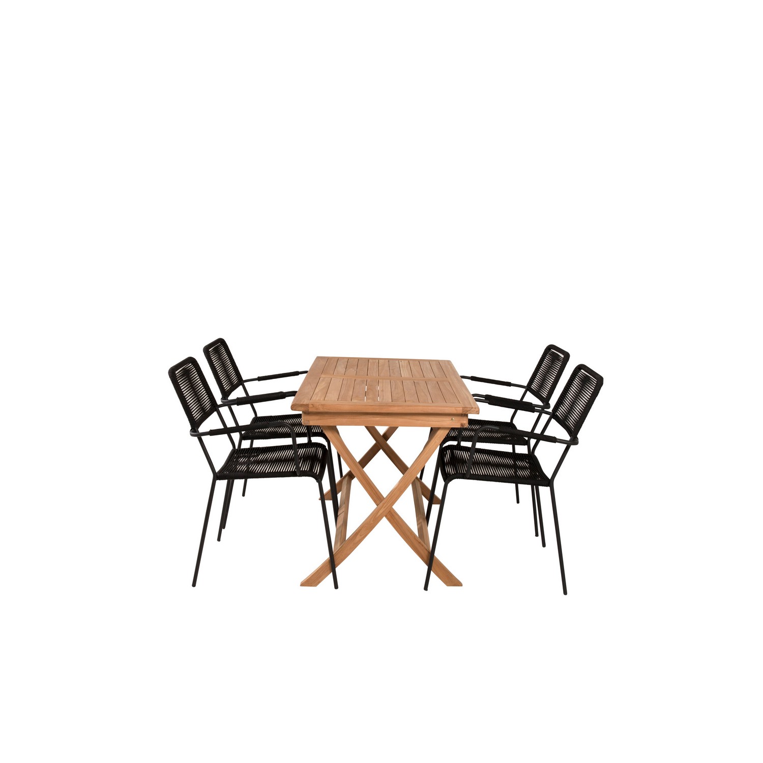 Spisegruppe Venture Home Kenya 120x70 Teak med 4 Lindos Lenestoler