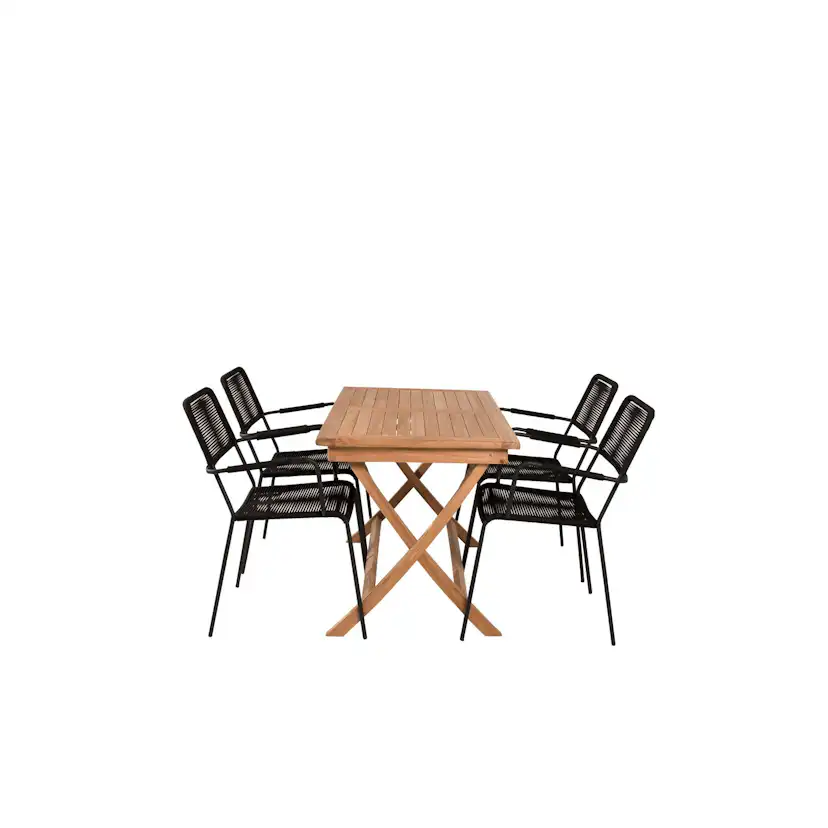 Spisegruppe Venture Home Kenya 120x70 Teak med 4 Lindos Lenestoler
