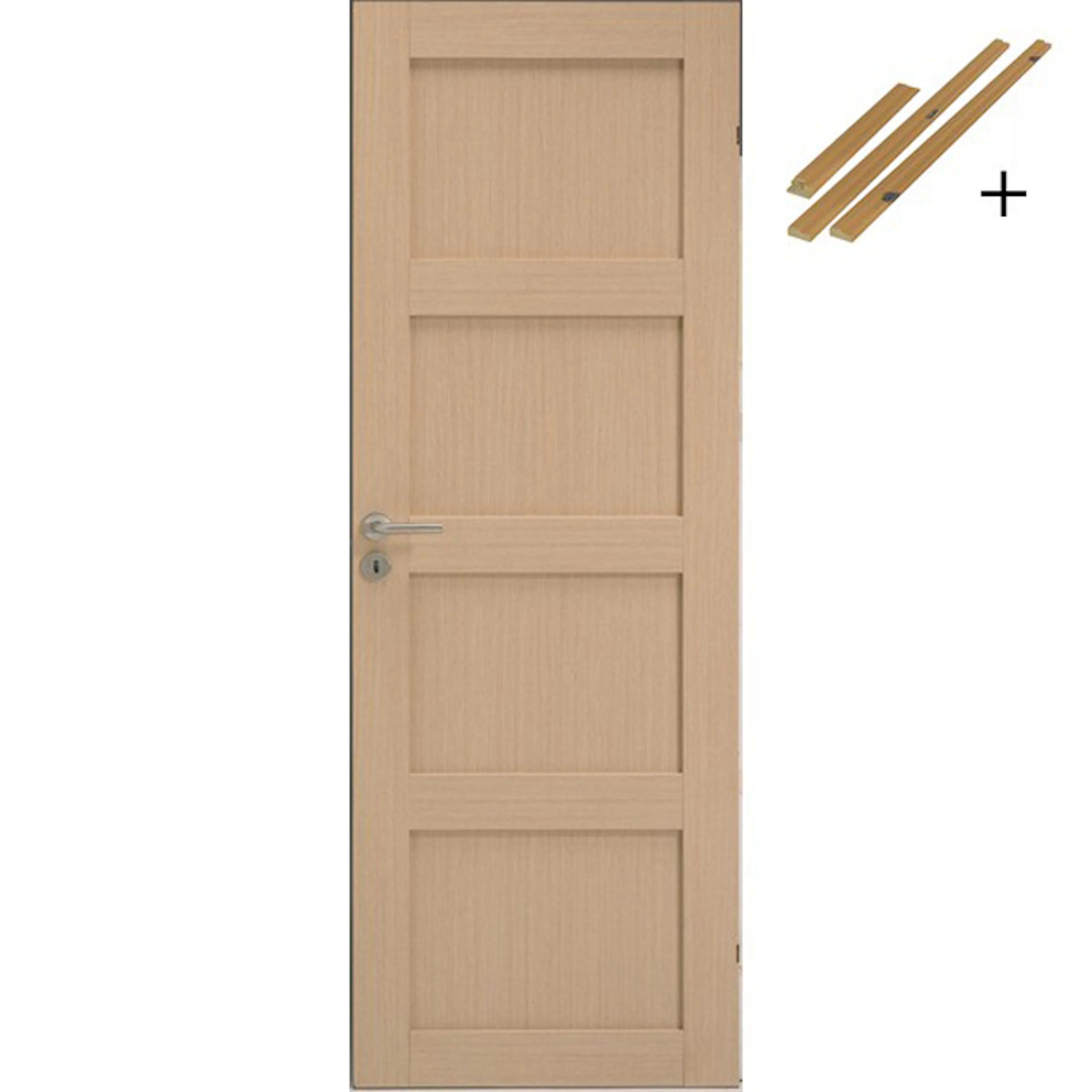 DØRBL UNIQUE 04L 8X21 EIK med Karmsett BxH: 80x210 (dørbladmål: 72,5x204), Eik