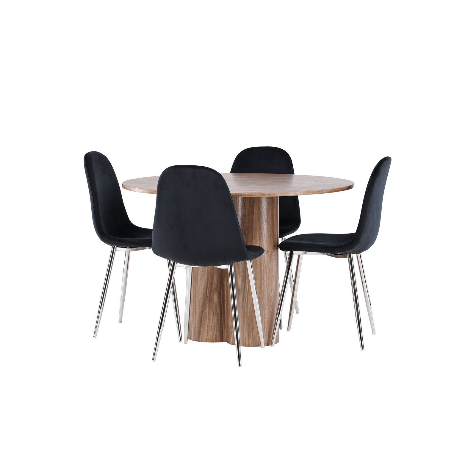 Spisegruppe Venture Home Olivia Ø110 med 4 stk Polar Stoler Fløyel