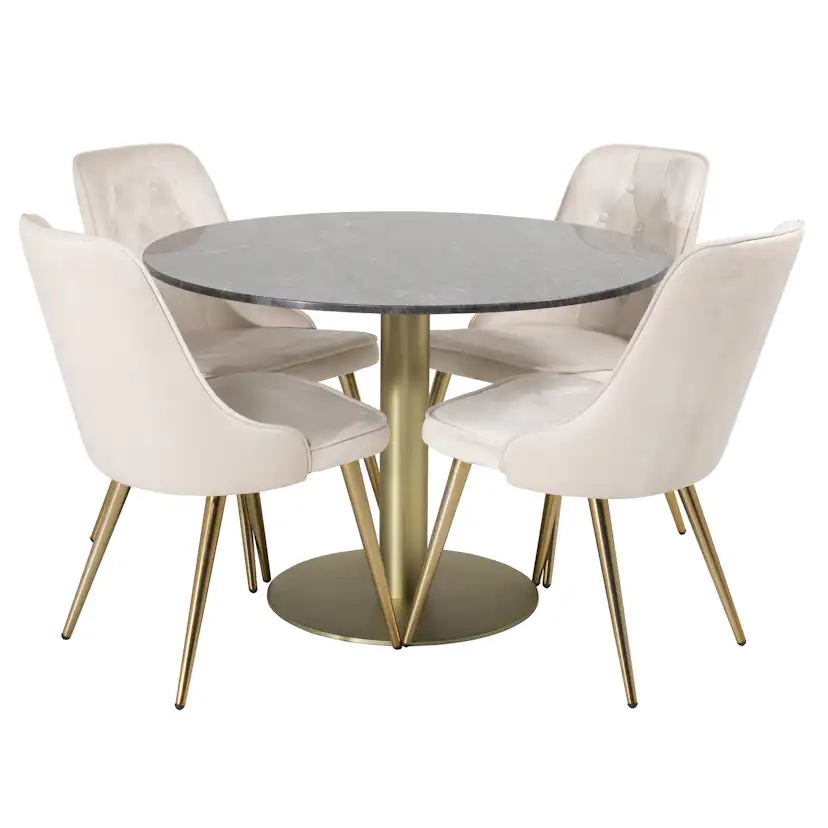 Spisegruppe Venture Home Estelle med 4 Vera Stoler Fløyel