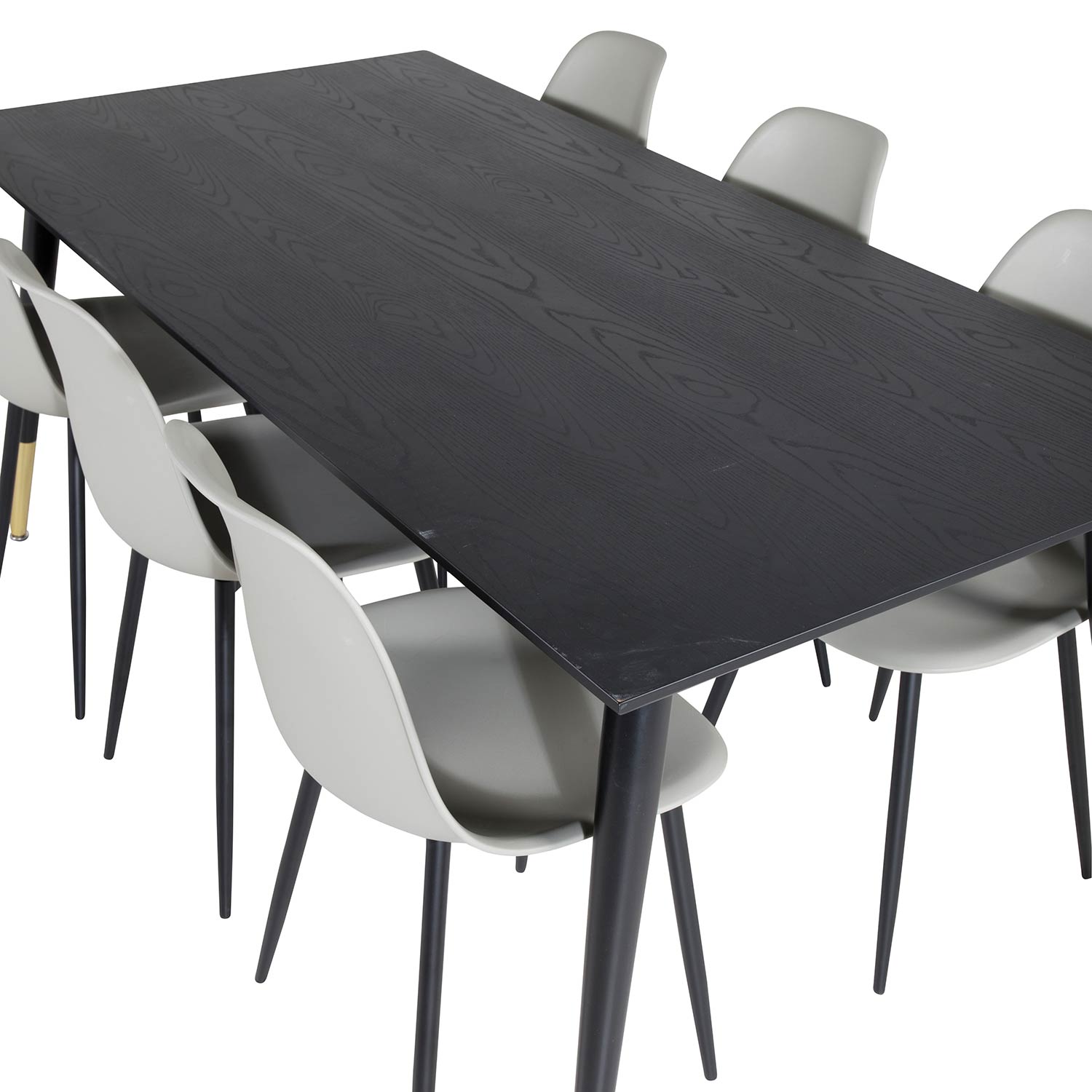 DippTable -Black Brass+Polar Chair Grey Plastic_6 Sort/Messing/Grå