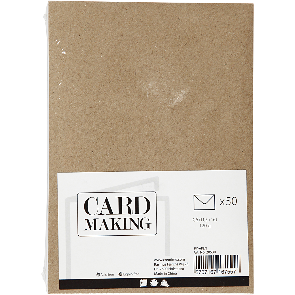 Konvolutt Creativ Company Resirkulert Str 11,5x16 cm Beige 50 St/1 Pk