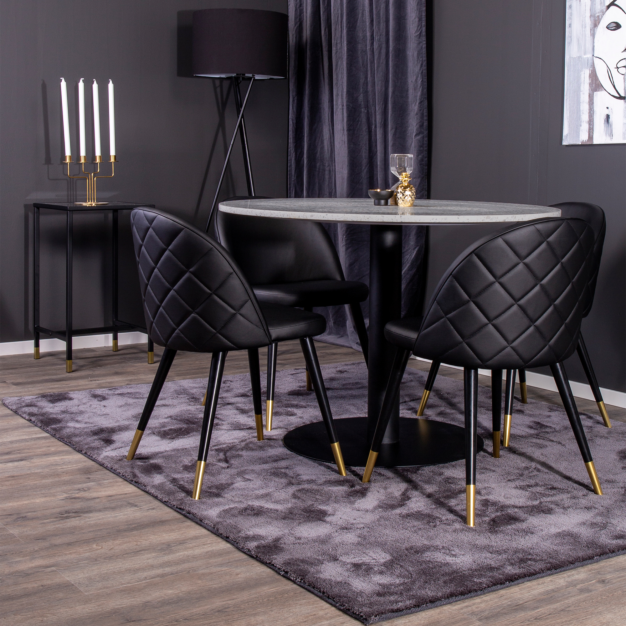 Spisegruppe Venture Home Roxanna med 4 Valentina Stoler Lær