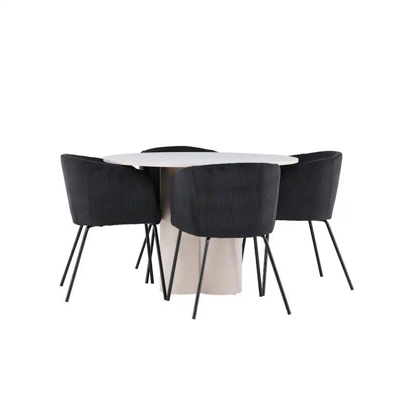 Spisegruppe Venture Home Olivia Ø110 med 4 stk Berit Stoler