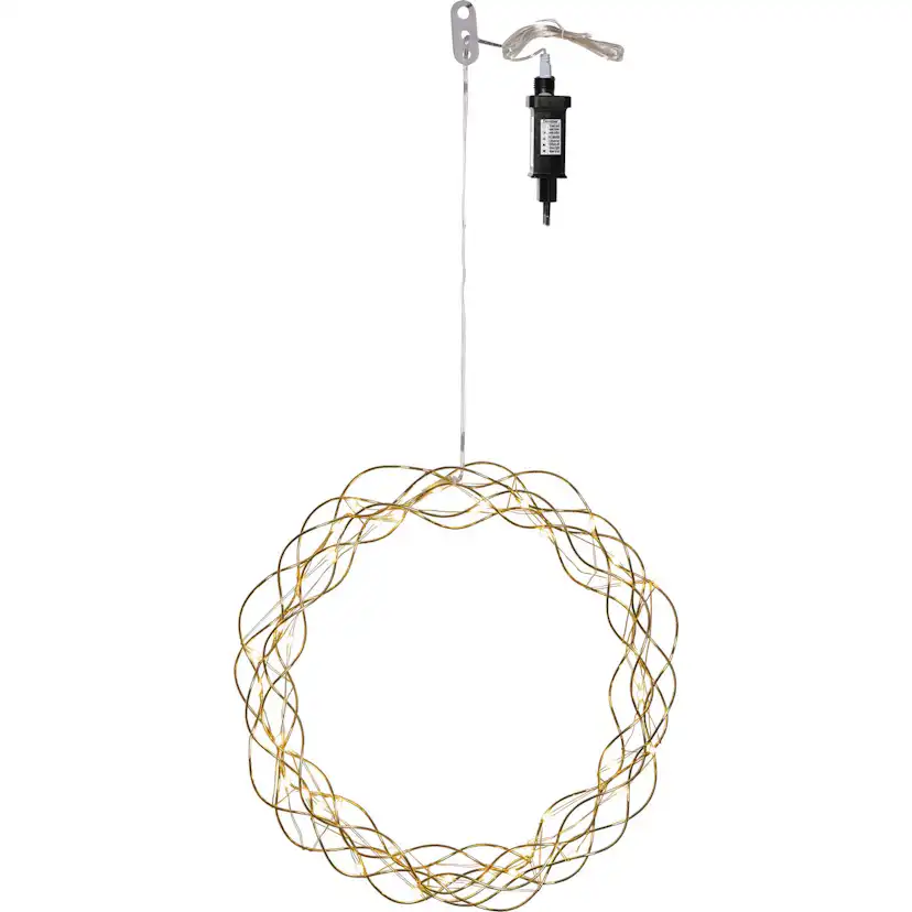 Hengende Dekorasjon Star Trading Curly Krans med LED 30cm