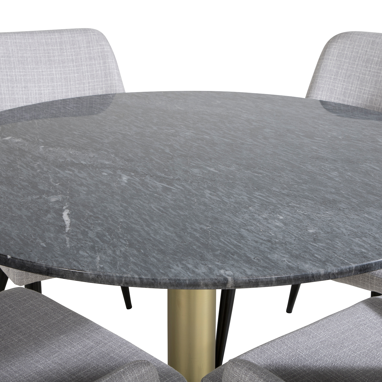 Estelle Round Dining Table ø106+ Plaza Dining chair Sort/Messing/Lysegrå