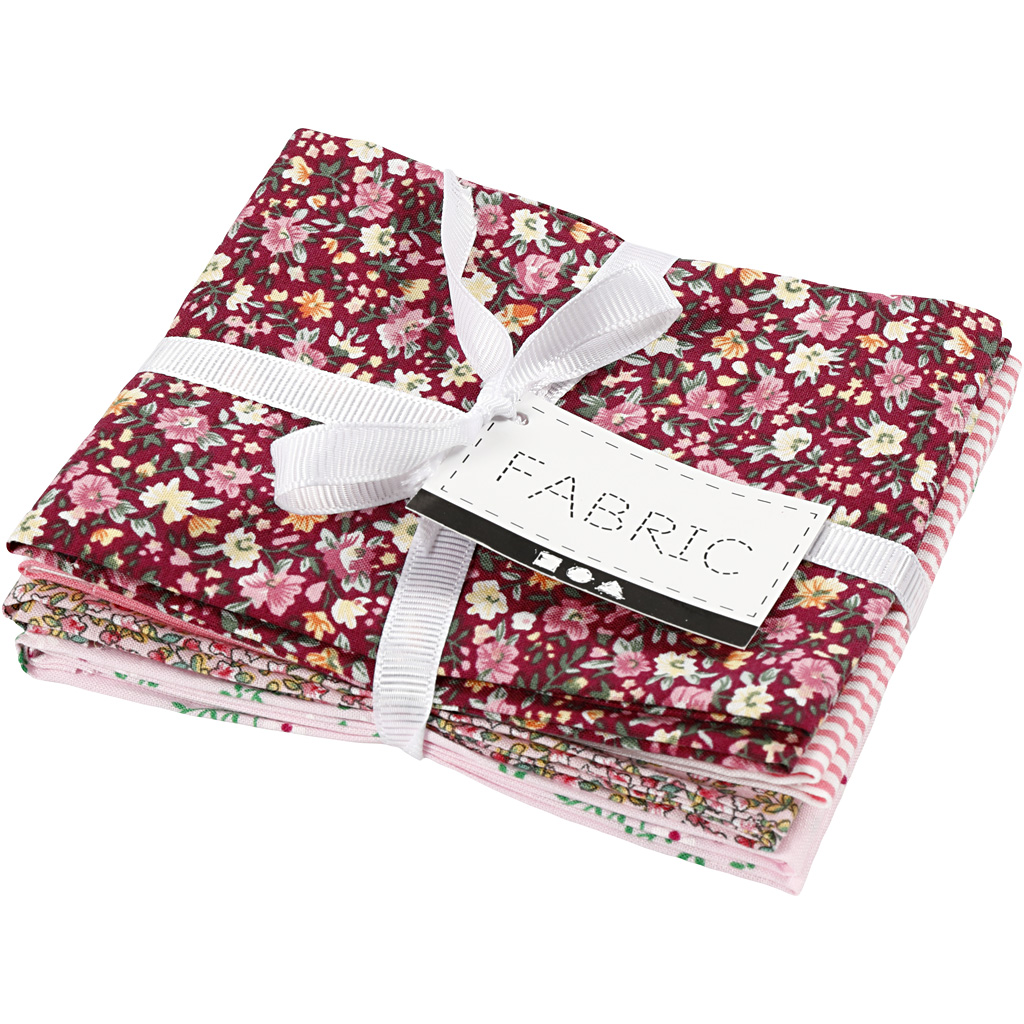 Patchworktyg, rosa, stl. 45x55 cm, 100 g, 4 st./ 1 bunt Rosa