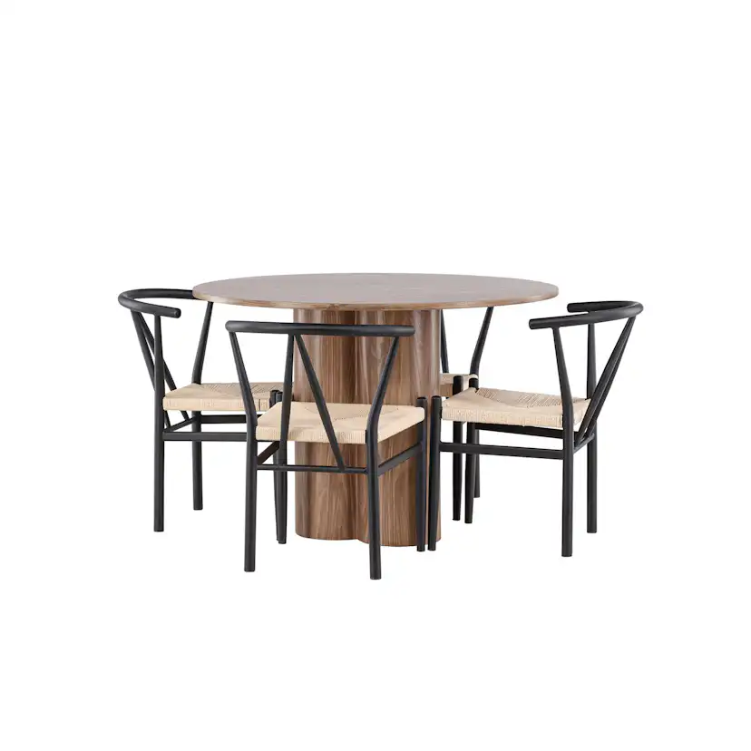 Spisegruppe Venture Home Olivia Ø110 med 4 stk Alfons Stoler